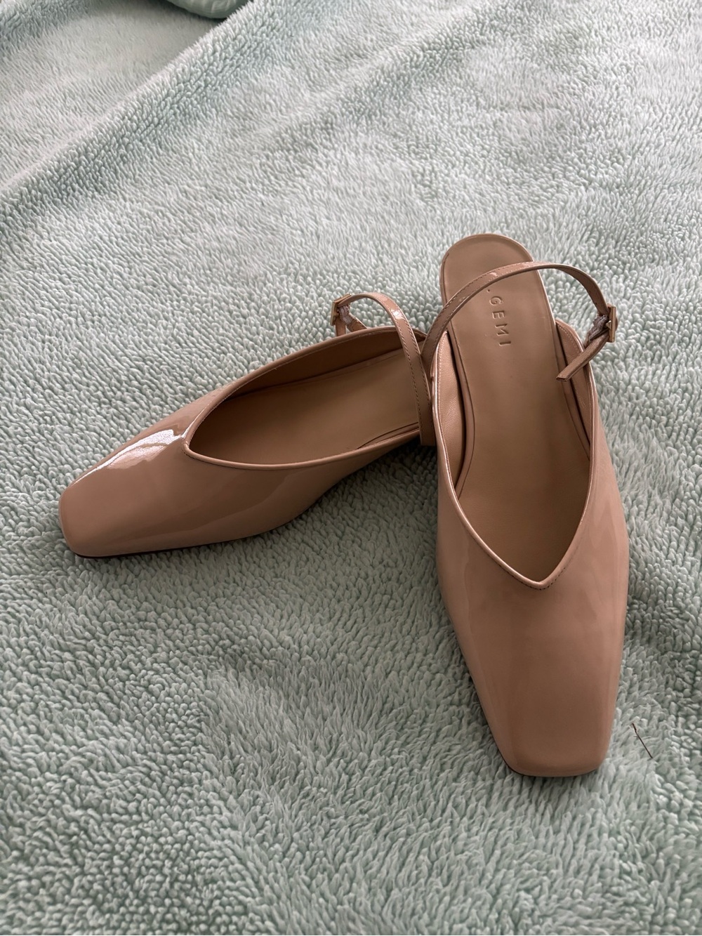 M.Gemi  Nude Patent Leather Mary Jane Mules, 39.5, New